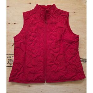 Pendleton Vest Women's XL Red Fleece Quilted Paisley Full Zip Outdoor Jacket